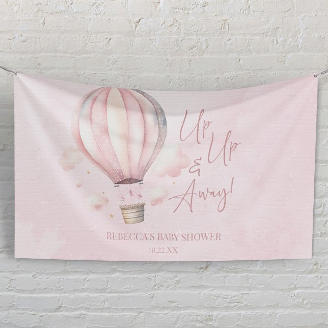 Up Up and Away! Pink Hot Air Balloon Baby Shower Banner (Creator Uploaded)