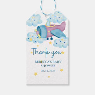 Up Up and Away Purple Aeroplane Thank you Gift Tags