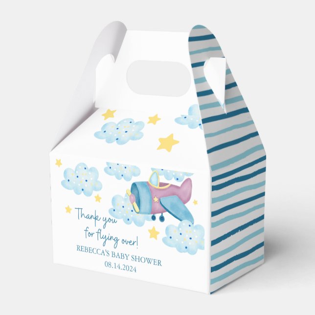Up Up and Away Purple Blue Aeroplane Favour Box (Front Side)