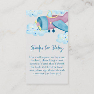 Up Up and Away Purple Grey Aeroplane Books for Bab Enclosure Card