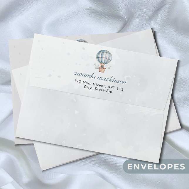 Up Up and Away! Teddy Bear Balloon Baby Shower  Envelope (Creator Uploaded)