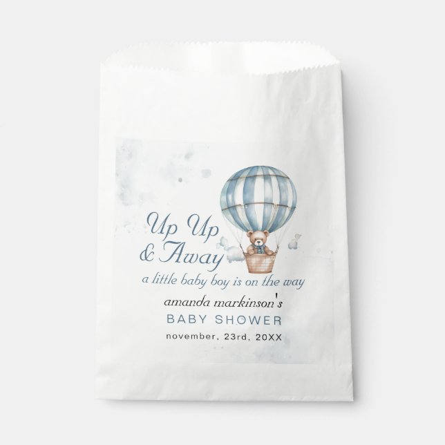 Up Up and Away! Teddy Bear Balloon Baby Shower  Favour Bags (Front)
