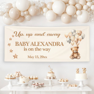 Up Up and Away Teddy Bear Balloons Baby Shower Banner
