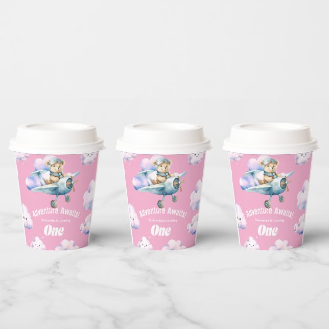 Up, Up, and Away: Teddy's First Birthday Soars Paper Cups (Multi)