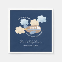 Up Up and Away Watercolor Airplane Boy Baby Shower