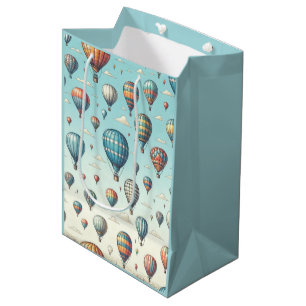 Up, Up, and Away! Whimsical Hot Air Balloons Medium Gift Bag