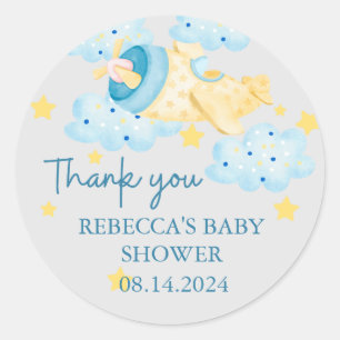 Up Up and Away Yellow Aeroplane Thank you  Classic Round Sticker