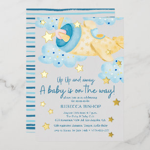 Up Up and Away Yellow Grey Aeroplane Baby Shower