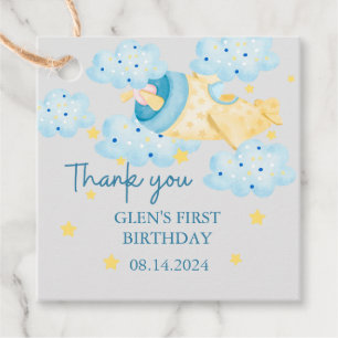 Up Up and Away Yellow Grey Aeroplane Thank you Favour Tags