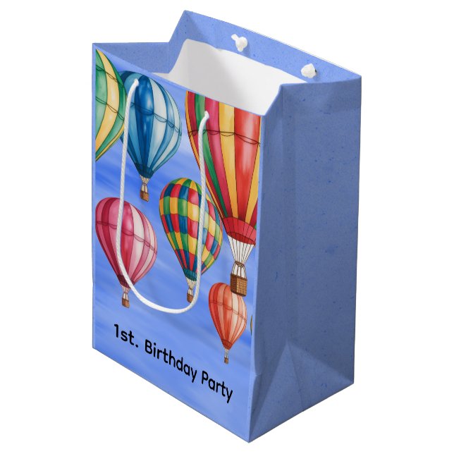 Up Up & Away 1st. Birthday Party Medium Gift Bag (Front Angled)