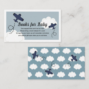 Up Up & Away Aeroplane Blue Boy Book Request Enclosure Card