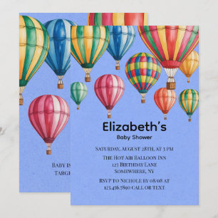 Up Up & Away Balloon Baby Shower  Invitation