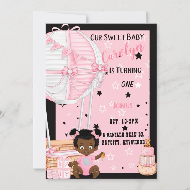 Up Up & Away Birthday Invitation Card (Front)