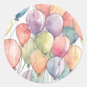 Up, Up & Away Birthday Party Classic Round Sticker