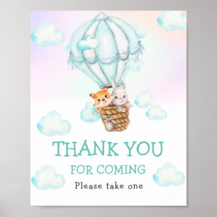 Up Up Away Blue Balloon Animals Boy Thank You Poster
