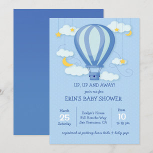 Up, Up Away Hot Air Balloon Baby Shower Invitation