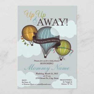 Up Up & Away Hot Air Balloon Shower Invitation