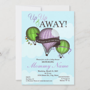Up Up & Away Hot Air Balloon Shower Invitation