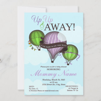 Up Up & Away Hot Air Balloon Shower Invitation