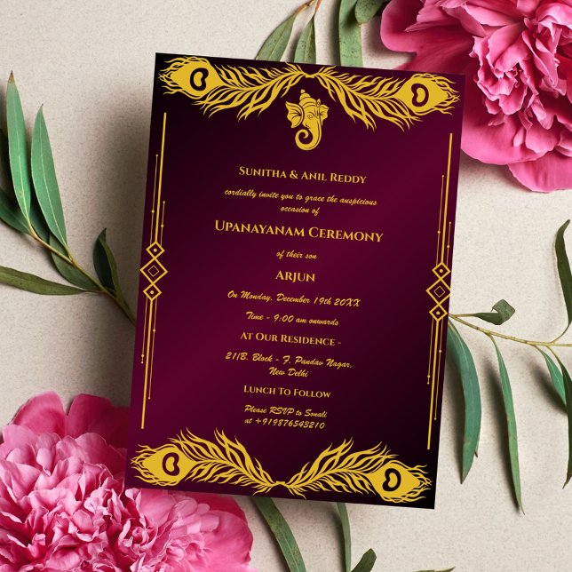 Upanayanam aka Hindu Holy Thread Janeu Ceremony Invitation (Creator Uploaded)