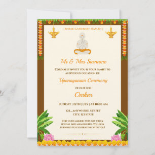 Upanayanm Invitation Card, Sacred Thread Ceremony 