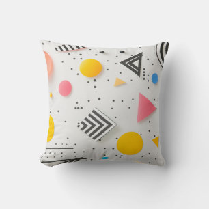 Upbeat background of shapes and stripes cushion