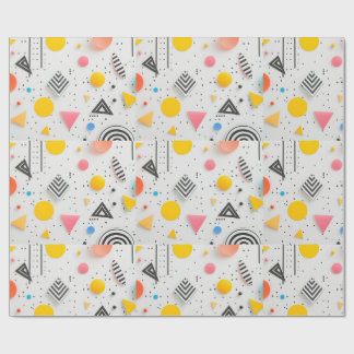 Upbeat background of shapes and stripes wrapping paper