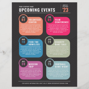 Upcoming Calendar of Events Schedule Flyer