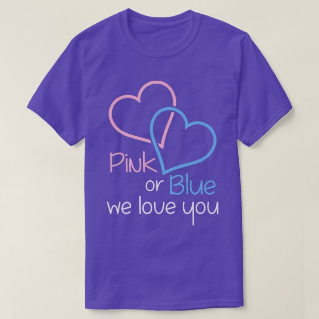 Upcoming Gender Reveal Pregnancy Party Pink or Blu T-Shirt (Design Front)