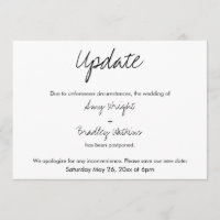 "Update" Casual Postponed Wedding Announcement