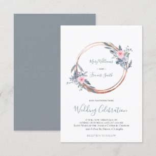 • update dusty blue and rose pink circle frame invitation