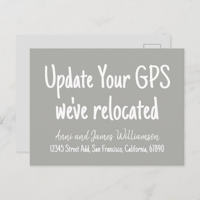 Update your GPS Add Details We've Relocated Moving Holiday Postcard (Front/Back)