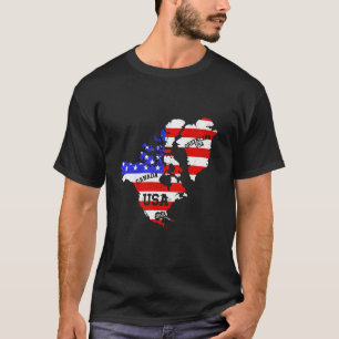 Updated Map of America USA Canada Greenland Vintag T-Shirt