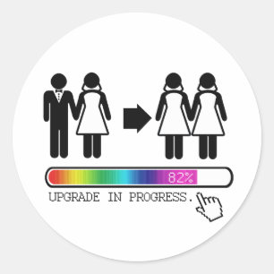UPGRADE TO LESBIAN CLASSIC ROUND STICKER