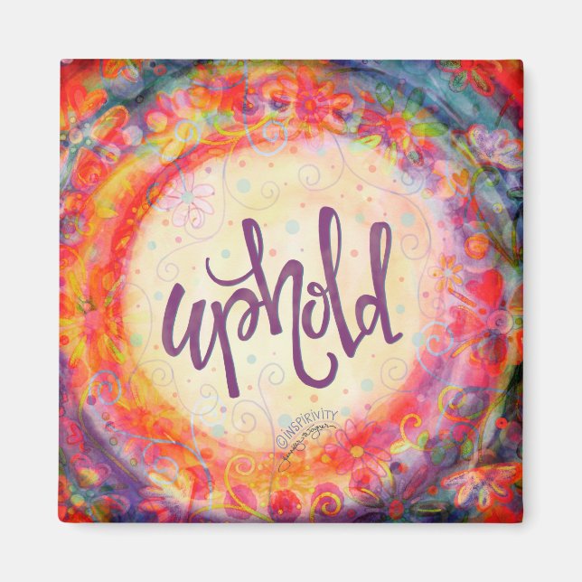 Uphold Floral Pretty Hearts Colourful Inspirivity Magnet (Front)