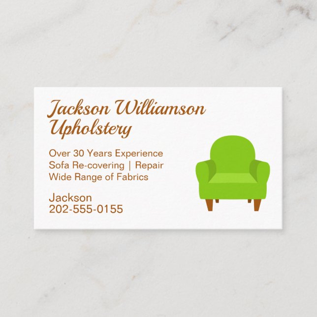 Upholstery Chair Sofa  Business Card (Front)