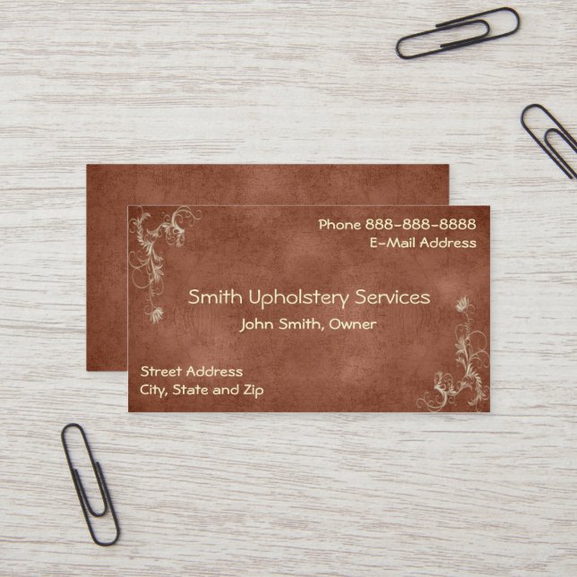 Upholstery Upholsterer Leather Business Card (Front/Back In Situ)