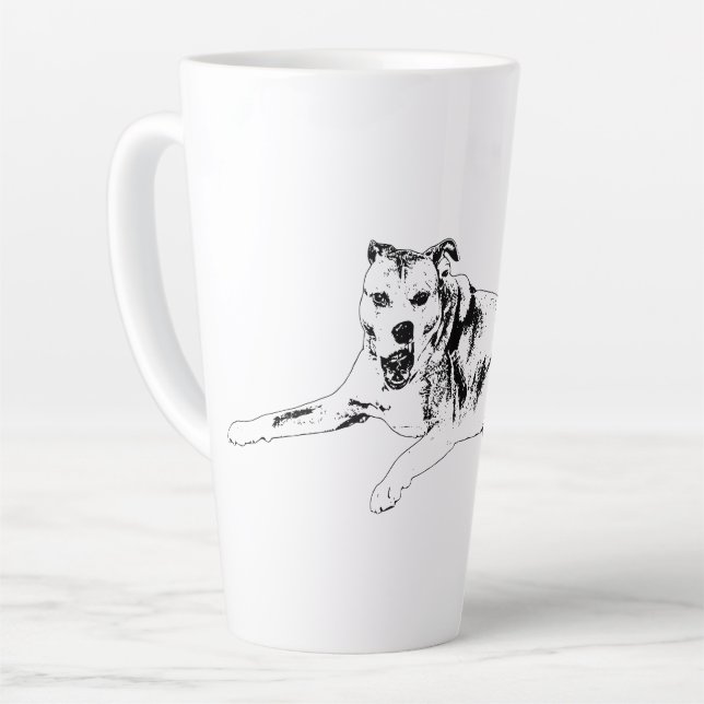 Uplifted Grin, Calm Pause Latte Mug (Left Angle)