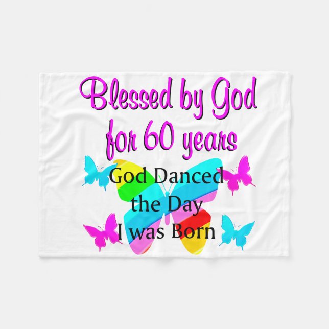UPLIFTING 60TH BIRTHDAY FLEECE BLANKET (Front (Horizontal))
