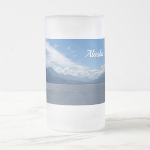 Uplifting Alaska Mountains Frosted Glass Beer Mug