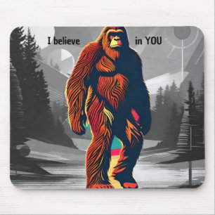 Uplifting Bigfoot Sasquatch I Believe in You Mouse Mat