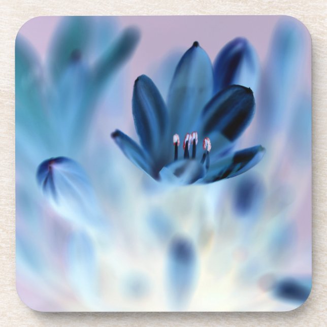 Uplifting Blue Flower Hard plastic coaster (Front)