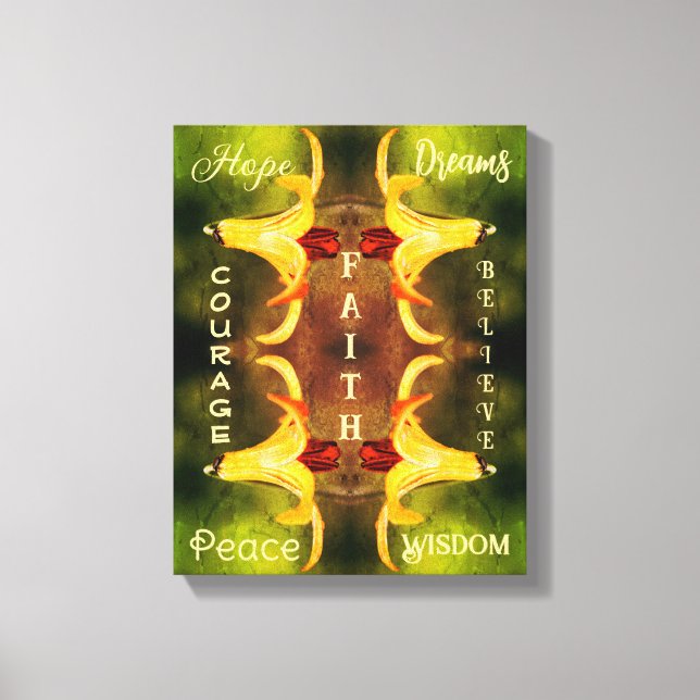 Uplifting Canada Lily Abstract Inspirational Words Canvas Print (Front)