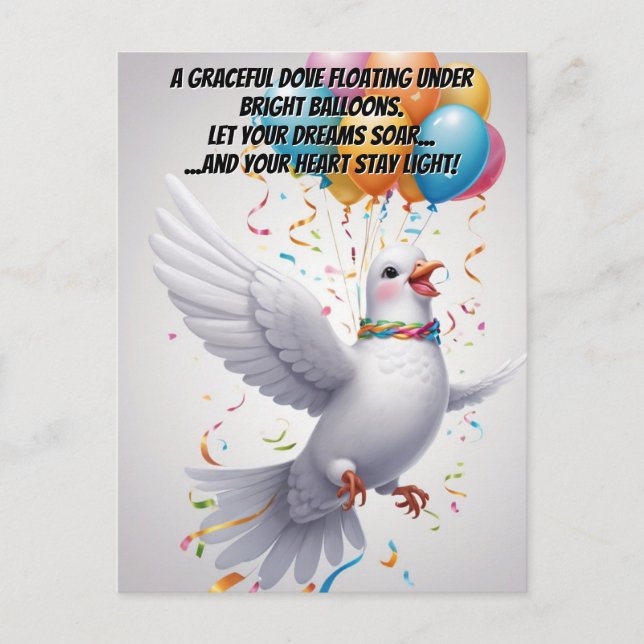 Uplifting Dove and Balloons Postcard (Front)