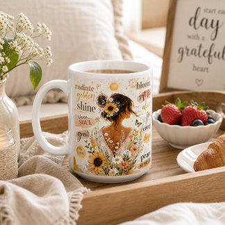 Uplifting floral affirmation watercolor artwork  coffee mug