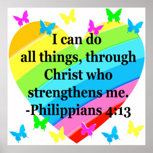 UPLIFTING HEART AND BUTTERFLIES PHILIPPIANS 4:13 POSTER