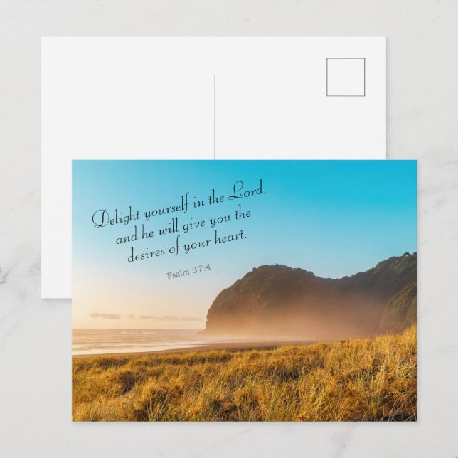 Uplifting Inspirational Bible Verse Psalm 37:4 Postcard (Front/Back)