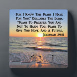 UPLIFTING JEREMIAH 29:11 SUNRISE PLAQUE<br><div class="desc">Share God’s blessings and miracles with this uplifting Jeremiah 29:11 seagulls and sunrise over the ocean photo on Tees, Apparel, Home Décor, and Gifts from www.zazzle.com/myheavenlyblessings. “For I know the plans I have for you" Declares the Lord." Plans to prosper you and not harm you. Plans to give you a...</div>