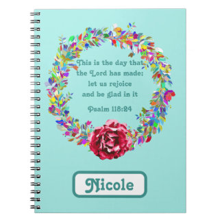 Uplifting Psalm 118:24 Flower Wreath Colourful Nam Notebook