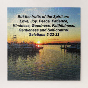UPLIFTING SUNSET FRUITS OF THE SPIRIT DESIGN JIGSAW PUZZLE